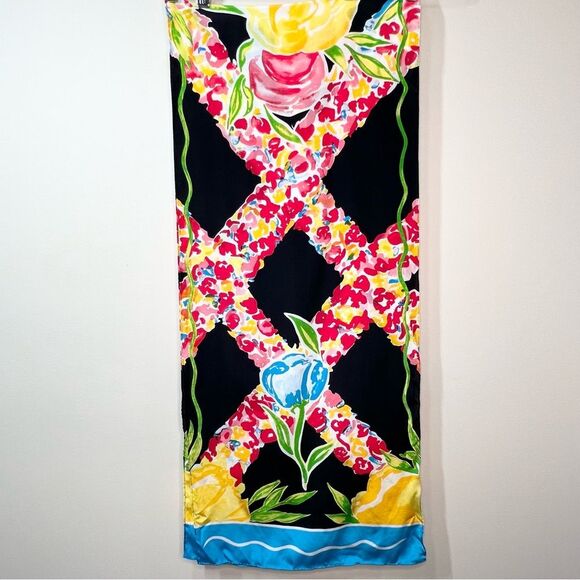 Bob Mackie Wearable Art 100% Silk Floral Print Scarf - Picture 5 of 9